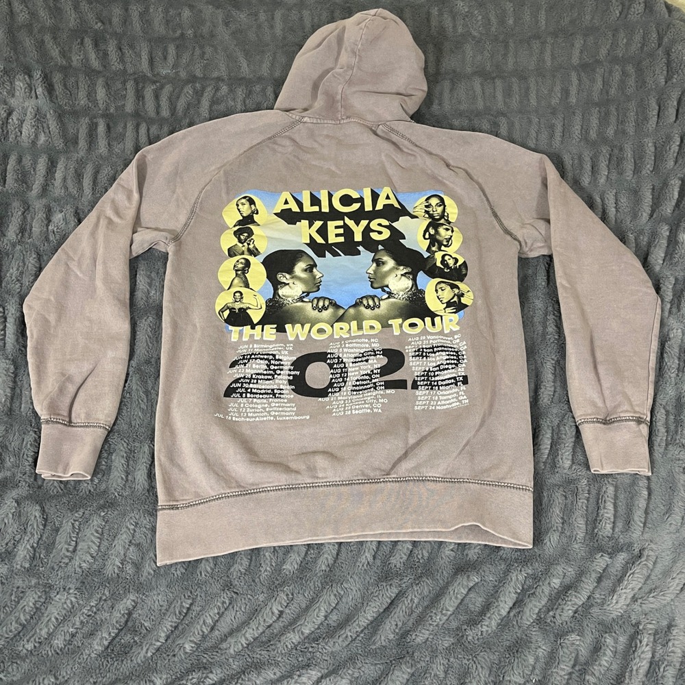 Alicia Keys World Tour 2022 Hoodie Small Lane Seven Faded‎ Brown Concert Merch